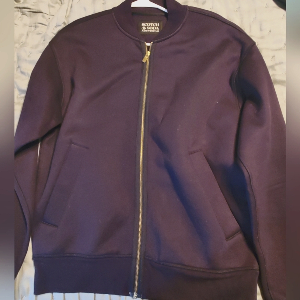 Scotch & Soda Black Soft Hoodie Fabric Bomber Jacket